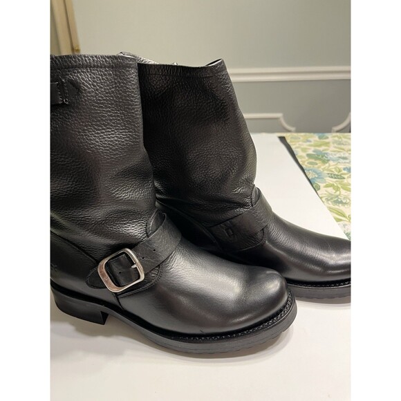 Frye Veronica Short Black Leather Moto Designer Boots Women’s Sz 6.5 - Picture 1 of 16